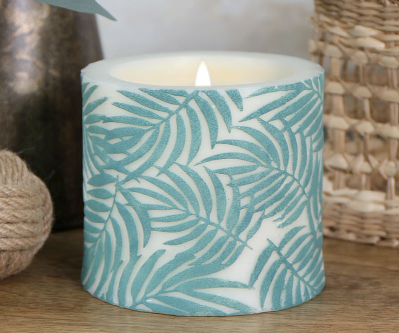 Daintree Palms Handpainted Green Candle - 10cm