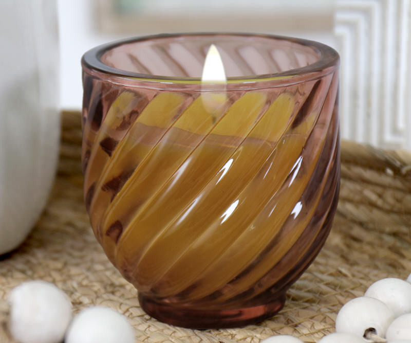 Ava Pink Swirl Glass Candle - Vanilla Scented