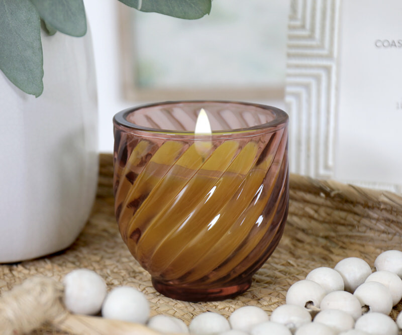 Ava Pink Swirl Glass Candle - Vanilla Scented