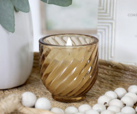 Ava Amber Swirl Glass Candle - Evergreen & Birch Scented