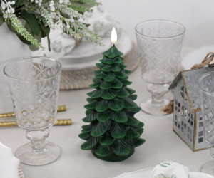Green Flameless Christmas Tree Candle