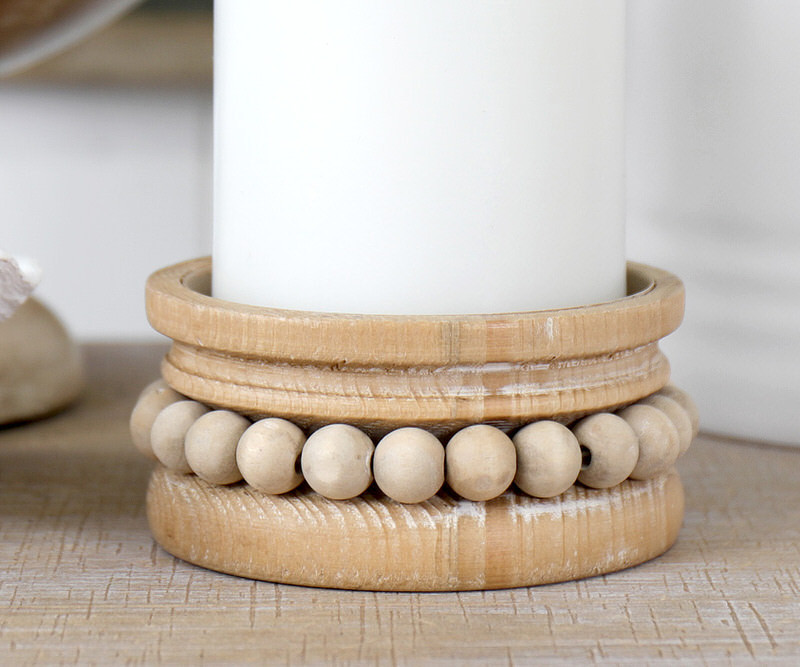 Small Rosario Natural Beaded Candle Holder