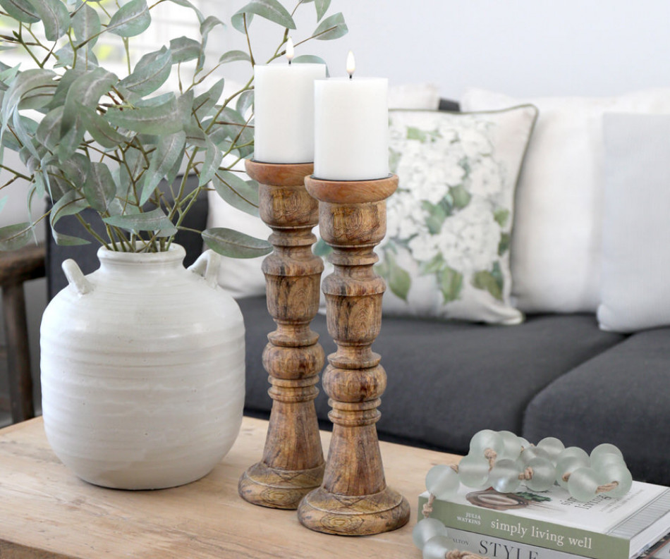 Tall Ashland Mango Wood Candle Holder