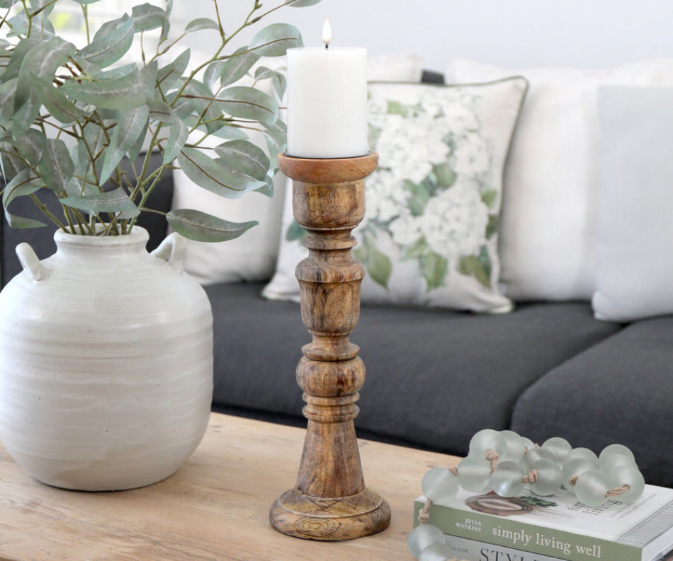 Tall Ashland Mango Wood Candle Holder
