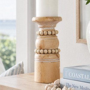 Tall Rosario Natural Beaded Candle Holder, a functional fitting for displaying, holding or organising household items