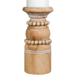Tall Rosario Natural Beaded Candle Holder, designed to add practical storage or display space to the home