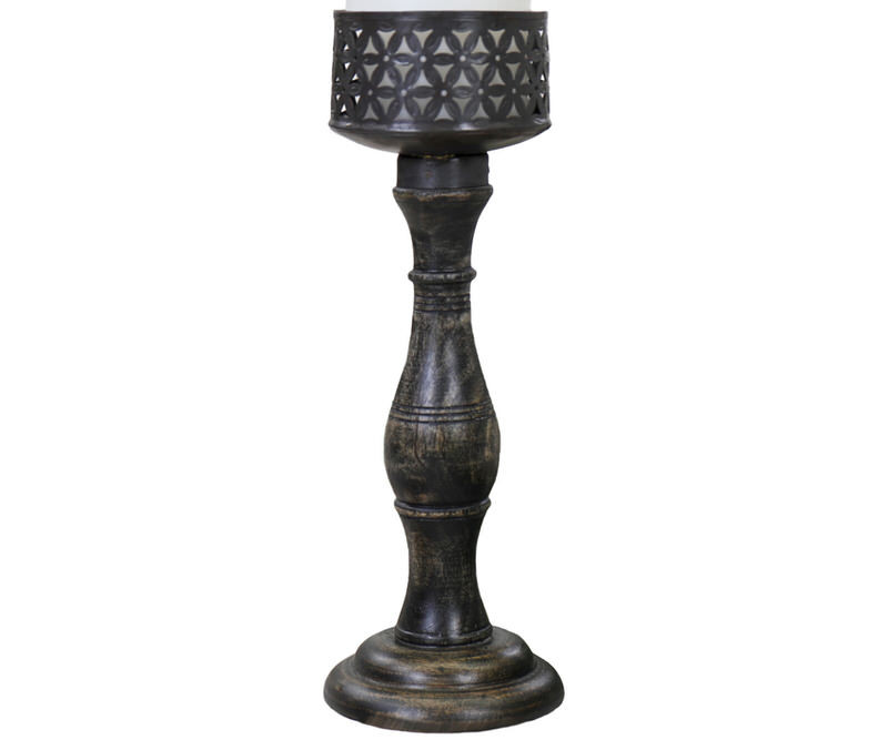 Tall Crabtree Black Candle Holder - 35cm