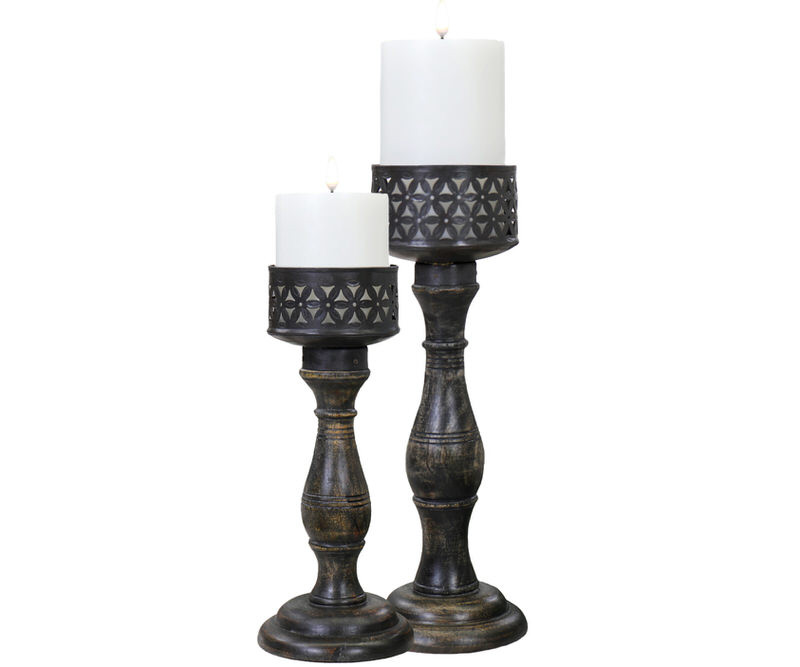 Short Crabtree Black Candle Holder 27cm