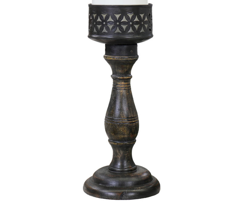 Short Crabtree Black Candle Holder - 27cm