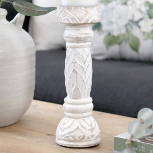 Bangalow Whitewash Wooden Candlestick, decorative lighting accessory