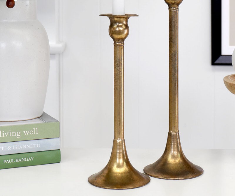 Short Manor Antique Gold Candlestick