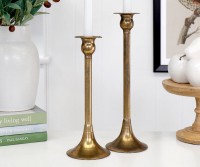 Short Manor Antique Gold Candlestick