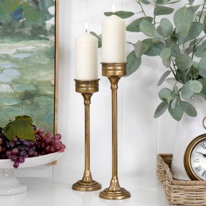 Tall Persia Gold Candlestick, a decorative accessory for safely presenting candles or tealights