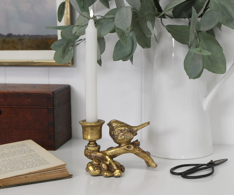 Palmira I Gold Bird Taper Candle Holder