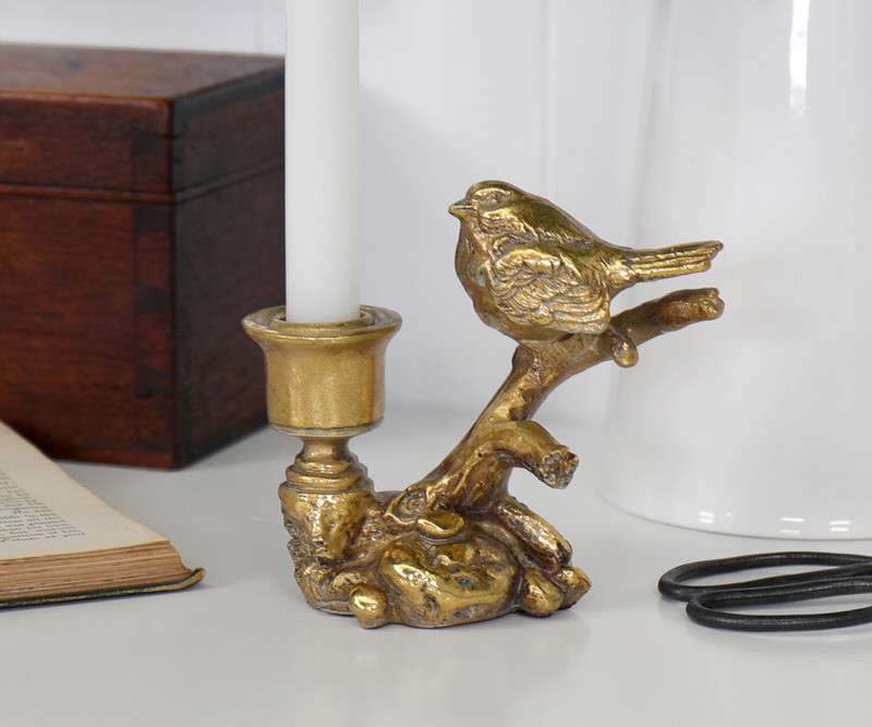 Palmira II Gold Bird Taper Candle Holder