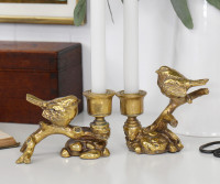 Palmira II Gold Bird Taper Candle Holder