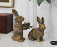 Johann the Rabbit Gold Candle Holder