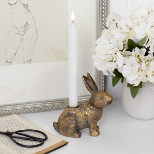 Hans the Rabbit Gold Candle Holder, a functional fitting for displaying, holding or organising household items