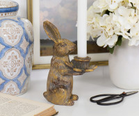 Johann the Rabbit Gold Candle Holder