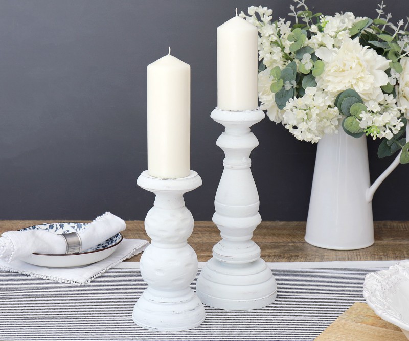 Broadwater Whitewash Candlestick Tall