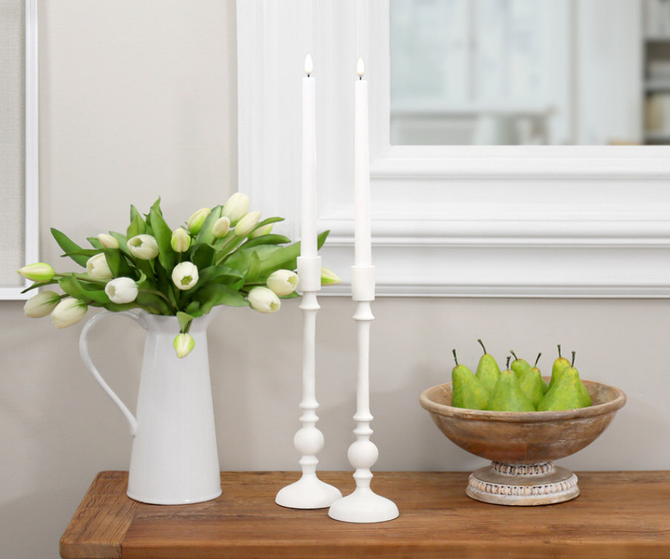Tall Penshaw White Candlestick