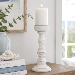Dawson Whitewash Candle Holder, decorative lighting accessory