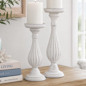 Tall Tahlia White Candle Holder, decorative lighting accessory