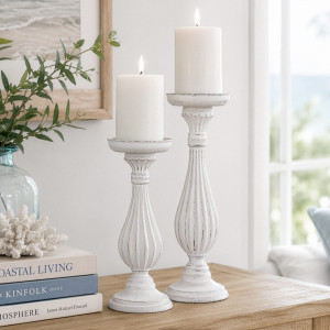 Tall Tahlia White Candle Holder, a functional fitting for displaying, holding or organising household items