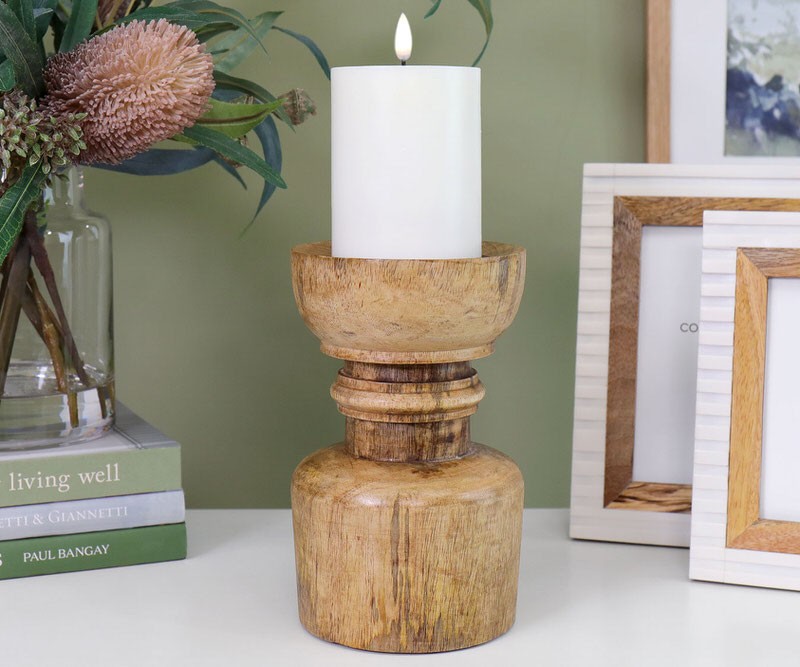 Bowen Wooden Candle Holder - Large - Home Decor - New Arrivals