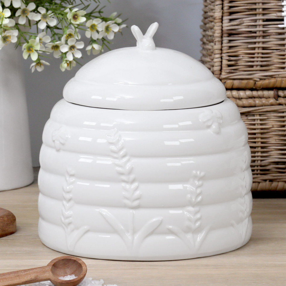 Honeyfield White Bee Kitchen Storage Jar