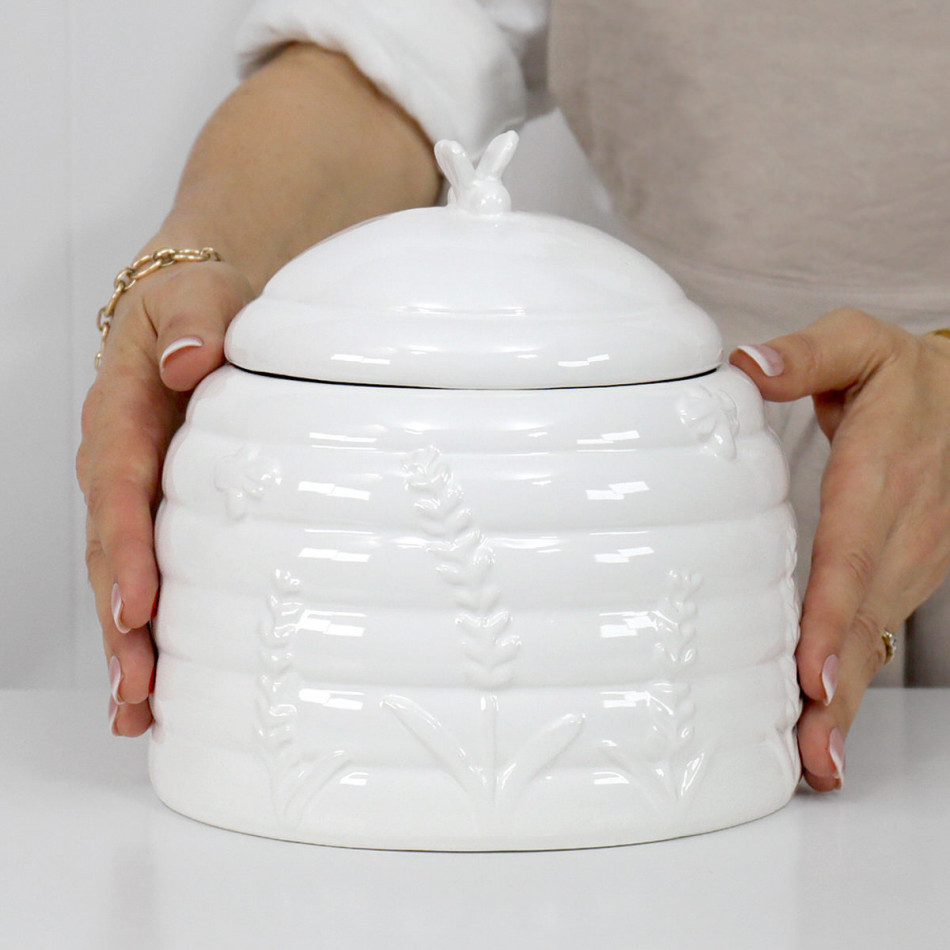 Honeyfield White Bee Kitchen Storage Jar, shown as a standalone product for clear identification