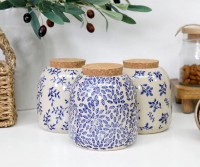 Set 3 Coventry Blue Floral Kitchen Canisters