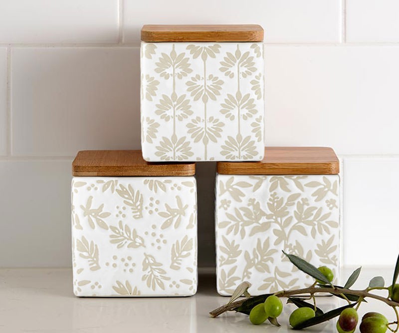 Bread Bin Oval White Ceramic