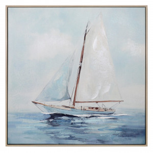 Saltwater Sails Framed Canvas Painting, decorative wall artwork for an interior display