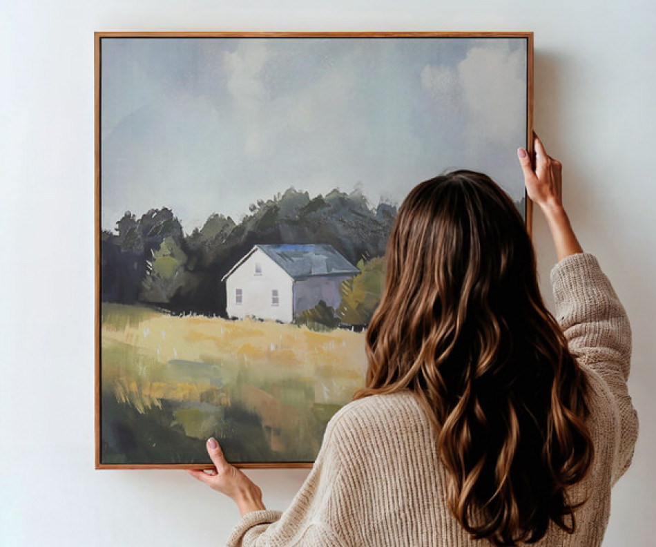 Hill Farm Landscape Canvas Painting