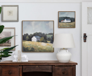 Hill Farm Landscape Canvas Painting