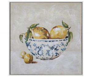 Roslin Lemons Blue & White Bowl Canvas Painting