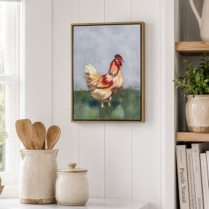 Hampshire Country Chicken Canvas Painting, decorative wall artwork for an interior display