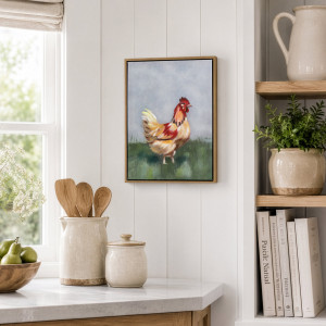 Hampshire Country Chicken Canvas Painting, a wall display piece featuring the named subject and composition