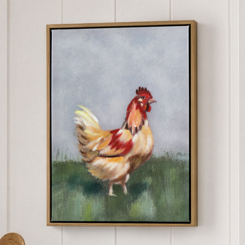 Hampshire Country Chicken Canvas Painting, framed wall artwork