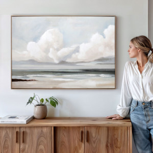 Whitecliff Bay Coastal Canvas Painting, a wall display piece featuring the named subject and composition