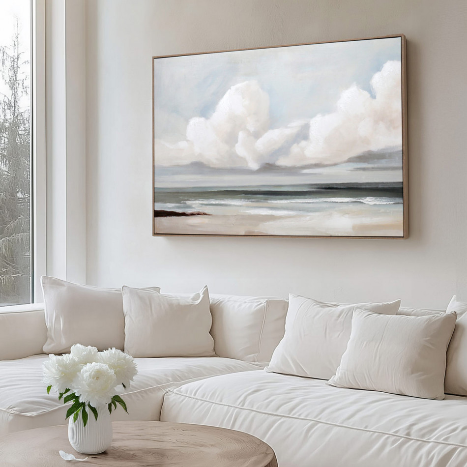 Whitecliff Bay Coastal Canvas Painting, presented as decorative artwork for creating a focal point on a wall