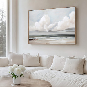 Whitecliff Bay Coastal Canvas Painting, presented as decorative artwork for creating a focal point on a wall