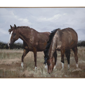 Chestnut Horses Canvas Painting, a wall display piece featuring the named subject and composition
