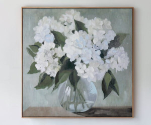 Audrey White Hydrangeas Canvas Painting