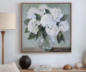 Audrey White Hydrangeas Canvas Painting