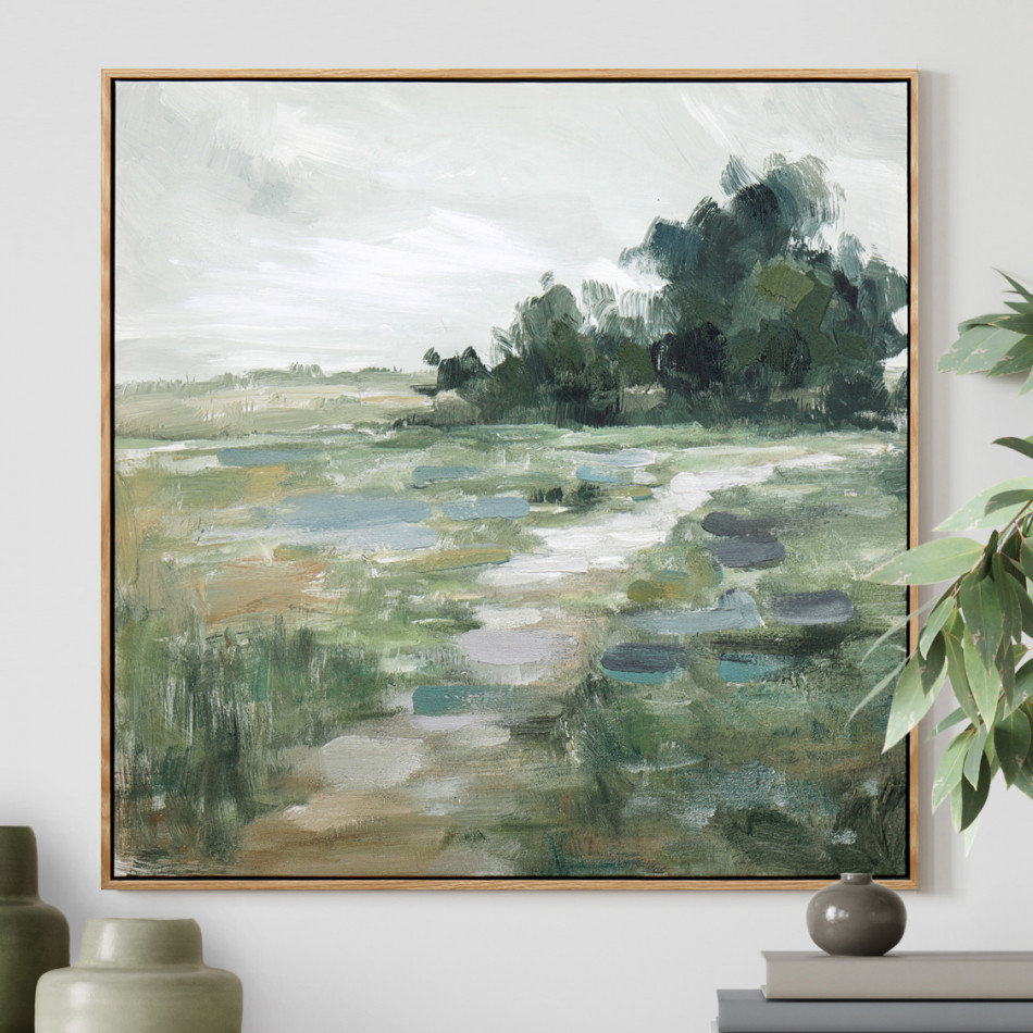 Hambledon Green Landscape Framed Canvas Painting, framed wall artwork