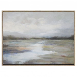 Stillwater Landscape Canvas Painting, decorative wall artwork for an interior display