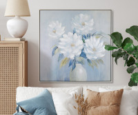 Lucie Blue Peonies I Framed Canvas Painting