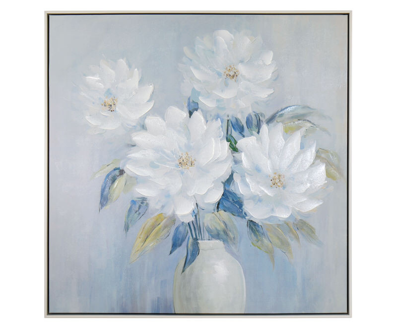 Lucie Blue Peonies I Framed Canvas Painting